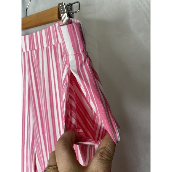 Elizabeth & Clarke Womens Striped wide leg Pants Pull on Pink white size 2X - Picture 10 of 11